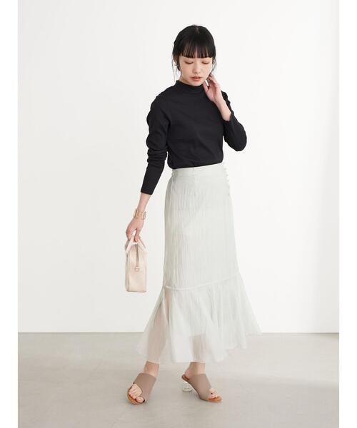 earth music&ecology（アースミュージックアンドエコロジー）の「シアーフレアスカート ＊（スカート・レディース・ブラック/ピンク/ミント・FREE）」の10枚目の写真