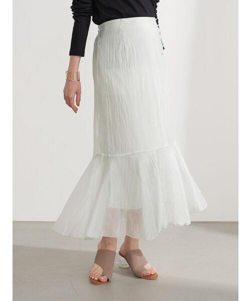 earth music&ecology（アースミュージックアンドエコロジー）の「シアーフレアスカート ＊（スカート・レディース・ブラック/ピンク/ミント・FREE）」の6枚目の写真