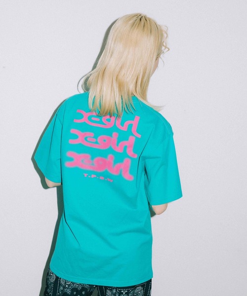 X-girl(エックスガール)の「GLOW LOGO S/S TEE(Tシャツ/カットソー・レディース・ホワイト/ブラック/ライトパープル/グリーン・S/M/L/XL)」の21枚目の写真