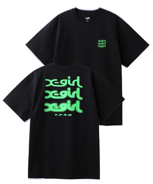 X-girl(エックスガール)の「GLOW LOGO S/S TEE(Tシャツ/カットソー・レディース・ホワイト/ブラック/ライトパープル/グリーン・S/M/L/XL)」の20枚目の写真