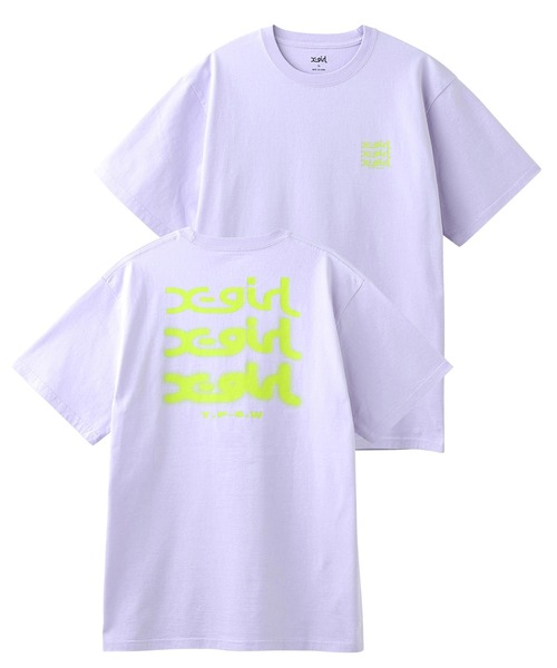 X-girl(エックスガール)の「GLOW LOGO S/S TEE(Tシャツ/カットソー・レディース・ホワイト/ブラック/ライトパープル/グリーン・S/M/L/XL)」の12枚目の写真