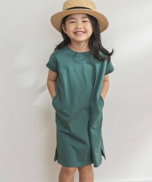 FORK&SPOON（フォークアンドスプーン）の「FORK&SPOON　オーガニックコットンワンピース(KIDS)（ワンピース・キッズ・ブルー/ブラウン・90/120/105/135）」の2枚目の写真