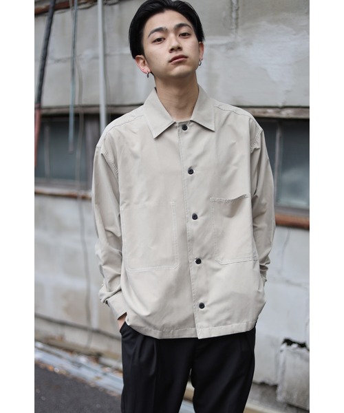 CREARE -LINO-（クレアーレリノ）の「くすみカラー ビックポケット 配色スッテチングシャツ<ユニセックス>（シャツ/ブラウス・メンズ・ブラック/ライトグリーン/ベージュ/ホワイト/サックスブルー・L/M）」の3枚目の写真