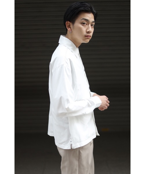 CREARE -LINO-（クレアーレリノ）の「くすみカラー ビックポケット 配色スッテチングシャツ<ユニセックス>（シャツ/ブラウス・メンズ・ブラック/ライトグリーン/ベージュ/ホワイト/サックスブルー・L/M）」の7枚目の写真