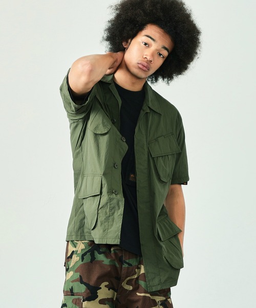 ※ALPHA（アルファ）の「ファティーグシャツ（シャツ/ブラウス・メンズ・グリーン/アイボリー/ブラック・LARGE/X-LARGE/MEDIUM）」の3枚目の写真