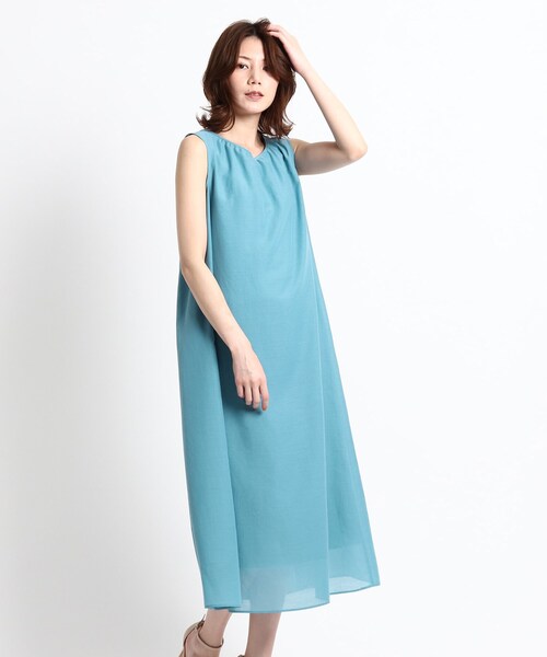 洗える リネンライク ワンピース ドレス リラクシーノースリーブワンピース ワンピース Coup ワンピース De 洗える リネンライク Chance クードシャンス のファッション 即日出荷可