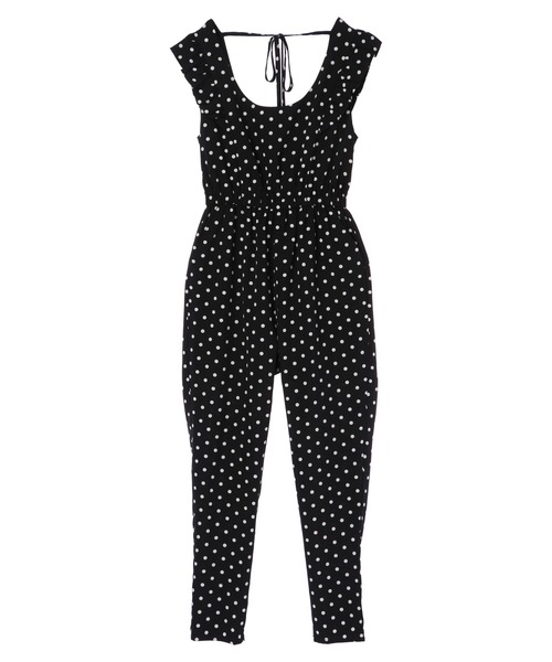 DURAS（デュラス）の「袖フリルドットオールインワン（つなぎ/オールインワン・レディース・ホワイト/ブラック/ベージュ・FREE）」の6枚目の写真