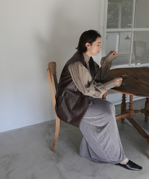 セール】フェイクレザージャケットベスト（ベスト）｜select MOCA