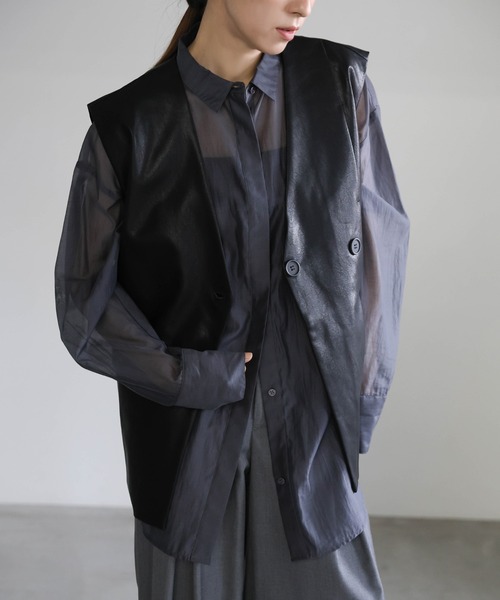 セール】フェイクレザージャケットベスト（ベスト）｜select MOCA