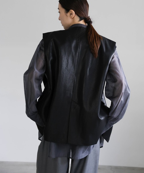 セール】フェイクレザージャケットベスト（ベスト）｜select MOCA