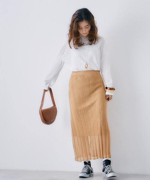 toucher du brise（トゥシェドブリーズ）の「ゆるっとシルエットのスラブロングTシャツ（Tシャツ/カットソー・レディース・ホワイト/ブラック/パープル・M）」の17枚目の写真