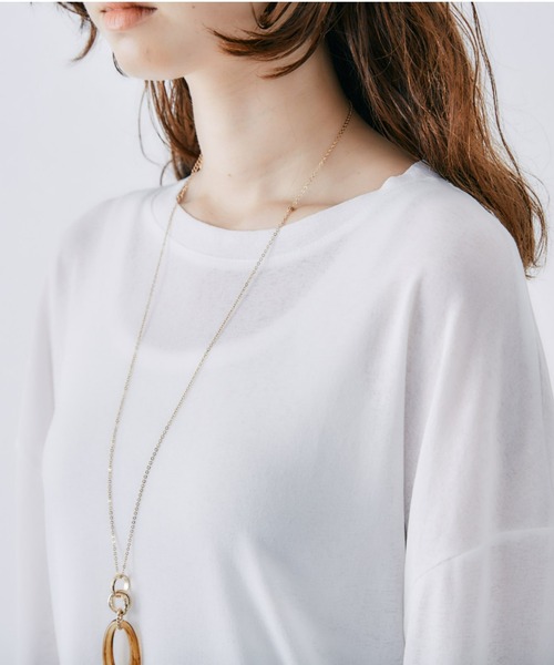 toucher du brise（トゥシェドブリーズ）の「ゆるっとシルエットのスラブロングTシャツ（Tシャツ/カットソー・レディース・ホワイト/ブラック/パープル・M）」の15枚目の写真