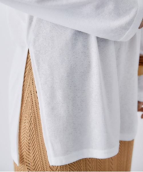 toucher du brise（トゥシェドブリーズ）の「ゆるっとシルエットのスラブロングTシャツ（Tシャツ/カットソー・レディース・ホワイト/ブラック/パープル・M）」の21枚目の写真