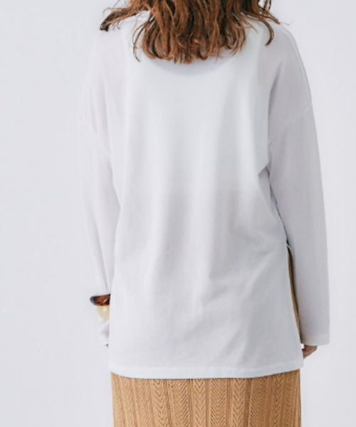 toucher du brise（トゥシェドブリーズ）の「ゆるっとシルエットのスラブロングTシャツ（Tシャツ/カットソー・レディース・ホワイト/ブラック/パープル・M）」の18枚目の写真