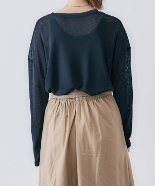 toucher du brise（トゥシェドブリーズ）の「ゆるっとシルエットのスラブロングTシャツ（Tシャツ/カットソー・レディース・ホワイト/ブラック/パープル・M）」の14枚目の写真