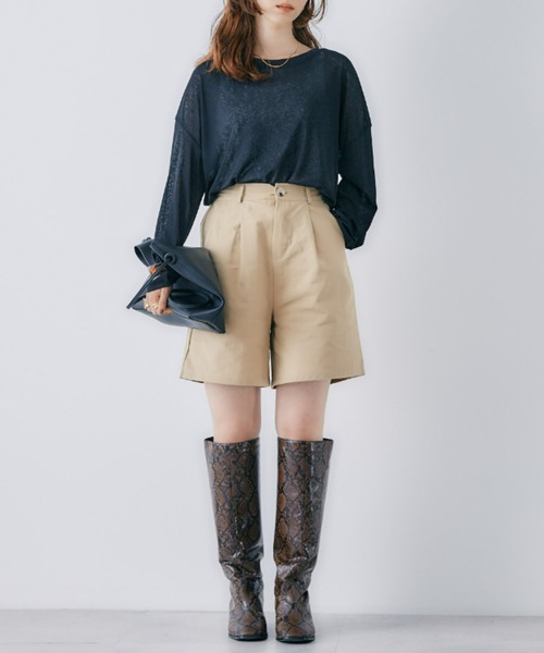 toucher du brise（トゥシェドブリーズ）の「ゆるっとシルエットのスラブロングTシャツ（Tシャツ/カットソー・レディース・ホワイト/ブラック/パープル・M）」の11枚目の写真