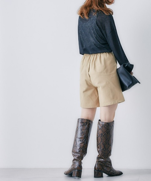 toucher du brise（トゥシェドブリーズ）の「ゆるっとシルエットのスラブロングTシャツ（Tシャツ/カットソー・レディース・ホワイト/ブラック/パープル・M）」の5枚目の写真