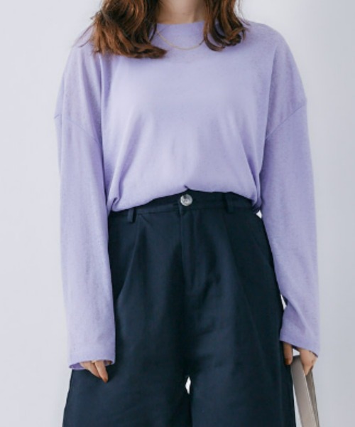 toucher du brise（トゥシェドブリーズ）の「ゆるっとシルエットのスラブロングTシャツ（Tシャツ/カットソー・レディース・ホワイト/ブラック/パープル・M）」の12枚目の写真