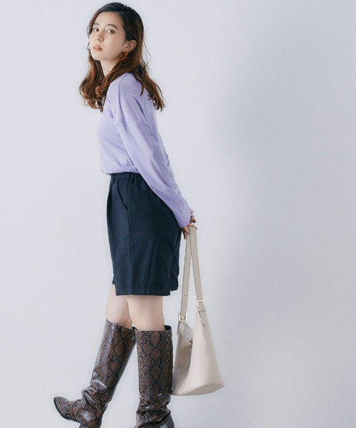 toucher du brise（トゥシェドブリーズ）の「ゆるっとシルエットのスラブロングTシャツ（Tシャツ/カットソー・レディース・ホワイト/ブラック/パープル・M）」の22枚目の写真