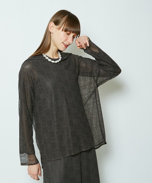 CIAOPANIC(チャオパニック)の「レースセーラーカラーシアーシャツ(シャツ/ブラウス・レディース・ブラック/ブラウン/オフホワイト・FREE)」の1枚目の写真