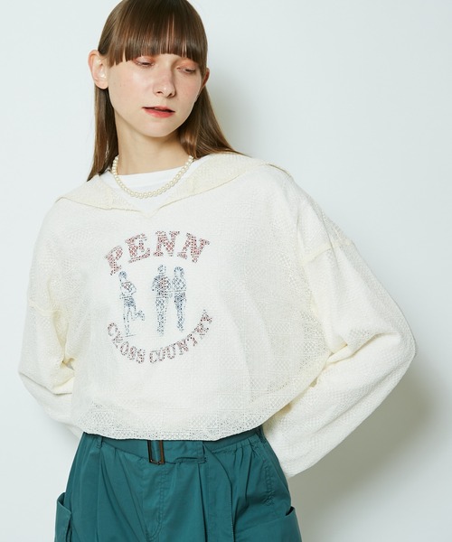 CIAOPANIC(チャオパニック)の「レースセーラーカラーシアーシャツ(シャツ/ブラウス・レディース・ブラック/ブラウン/オフホワイト・FREE)」の2枚目の写真