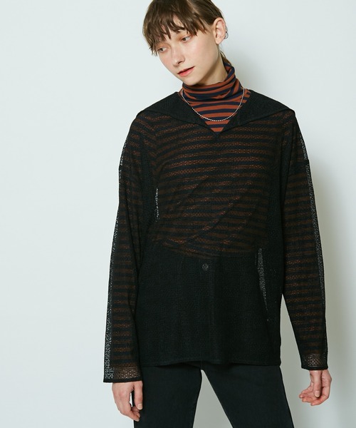 CIAOPANIC(チャオパニック)の「レースセーラーカラーシアーシャツ(シャツ/ブラウス・レディース・ブラック/ブラウン/オフホワイト・FREE)」の3枚目の写真