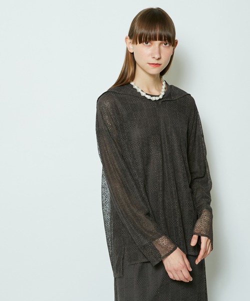 CIAOPANIC(チャオパニック)の「レースセーラーカラーシアーシャツ(シャツ/ブラウス・レディース・ブラック/ブラウン/オフホワイト・FREE)」の20枚目の写真