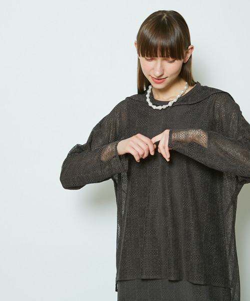 CIAOPANIC(チャオパニック)の「レースセーラーカラーシアーシャツ(シャツ/ブラウス・レディース・ブラック/ブラウン/オフホワイト・FREE)」の21枚目の写真