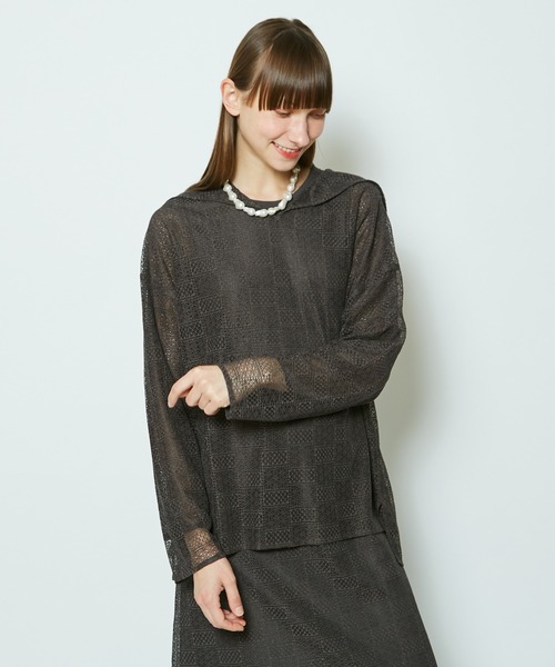 CIAOPANIC(チャオパニック)の「レースセーラーカラーシアーシャツ(シャツ/ブラウス・レディース・ブラック/ブラウン/オフホワイト・FREE)」の22枚目の写真