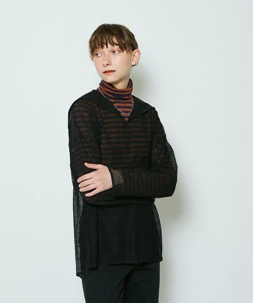 CIAOPANIC(チャオパニック)の「レースセーラーカラーシアーシャツ(シャツ/ブラウス・レディース・ブラック/ブラウン/オフホワイト・FREE)」の4枚目の写真