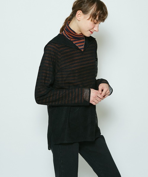 CIAOPANIC(チャオパニック)の「レースセーラーカラーシアーシャツ(シャツ/ブラウス・レディース・ブラック/ブラウン/オフホワイト・FREE)」の5枚目の写真