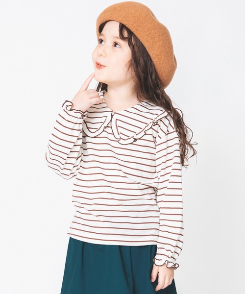 BRANSHES（ブランシェス）の「衿つき長袖Tシャツ（Tシャツ/カットソー・キッズ・ブラック/キャメル・130cm/140cm/120cm/100cm/150cm/90cm/110cm）」の9枚目の写真