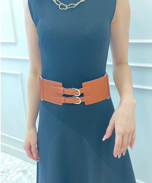 EIMY ISTOIRE（エイミーイストワール）の「ダブルバックルワイドベルト（ベルト・レディース・ホワイト/ブラック/ブラウン・FREE）」の3枚目の写真