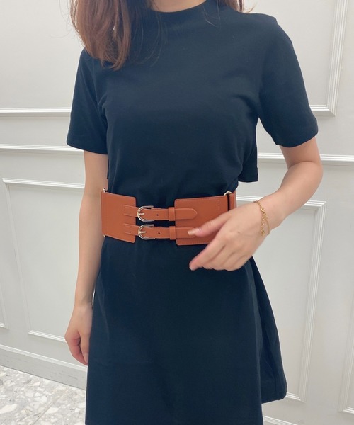 EIMY ISTOIRE（エイミーイストワール）の「ダブルバックルワイドベルト（ベルト・レディース・ホワイト/ブラック/ブラウン・FREE）」の22枚目の写真