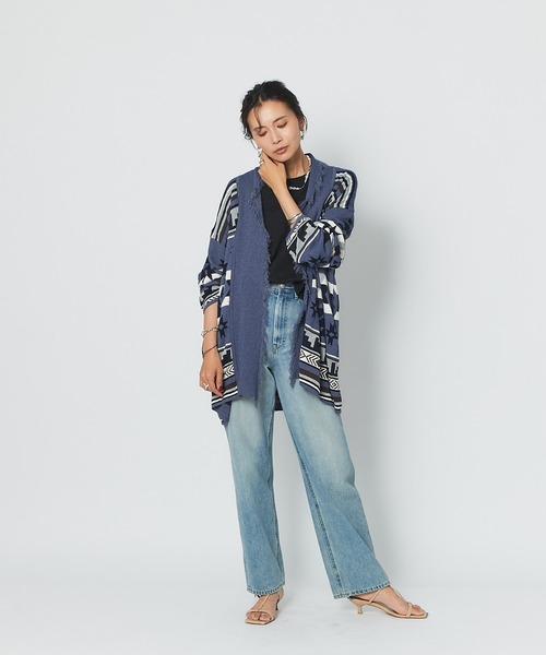 RIVE DROITE（リヴドロワ）の「コーディネートの主役　メキシカンラグジャガードニットカーディガン（カーディガン/ボレロ・レディース・ブルー/ベージュ・FREE）」の19枚目の写真