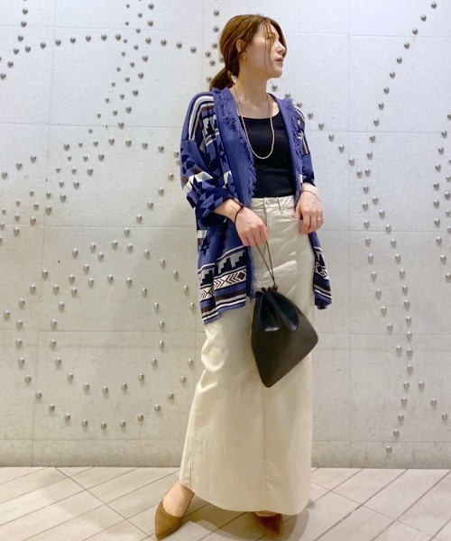 RIVE DROITE（リヴドロワ）の「コーディネートの主役　メキシカンラグジャガードニットカーディガン（カーディガン/ボレロ・レディース・ブルー/ベージュ・FREE）」の10枚目の写真