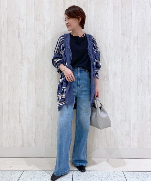 RIVE DROITE（リヴドロワ）の「コーディネートの主役　メキシカンラグジャガードニットカーディガン（カーディガン/ボレロ・レディース・ブルー/ベージュ・FREE）」の8枚目の写真