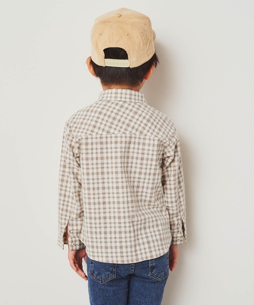 &yam(アンドヤム)の「ポケット付きチェックシャツ(シャツ/ブラウス・キッズ・ベージュ/ブラック・130-140cm/120-130cm/110-120cm)」の6枚目の写真