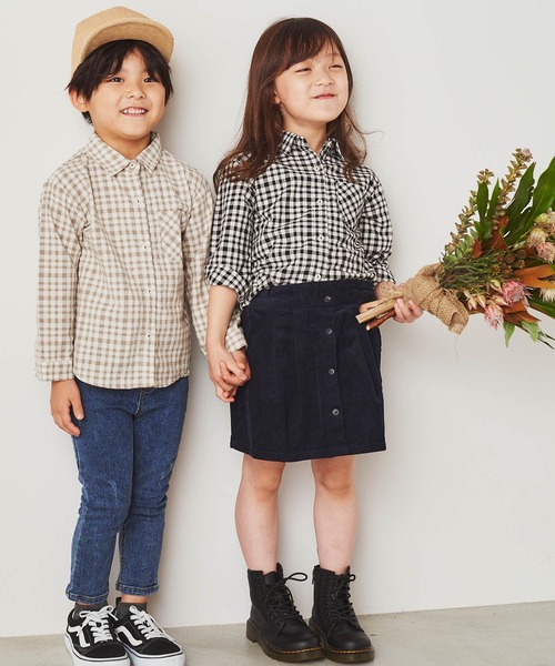 &yam(アンドヤム)の「ポケット付きチェックシャツ(シャツ/ブラウス・キッズ・ベージュ/ブラック・130-140cm/120-130cm/110-120cm)」の10枚目の写真