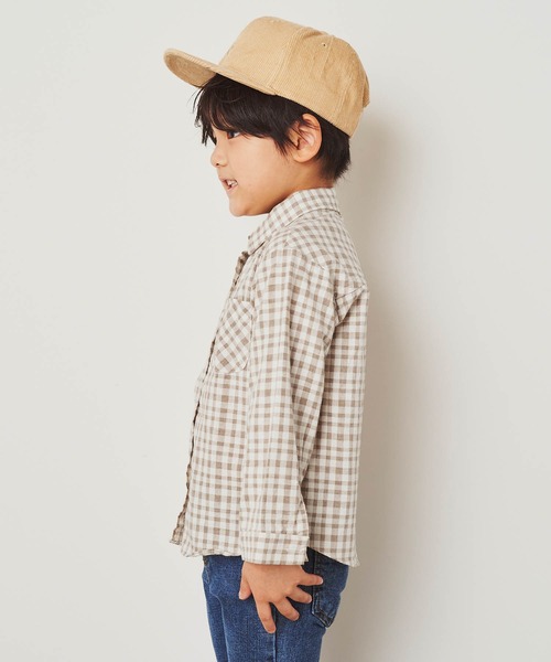 &yam(アンドヤム)の「ポケット付きチェックシャツ(シャツ/ブラウス・キッズ・ベージュ/ブラック・130-140cm/120-130cm/110-120cm)」の5枚目の写真