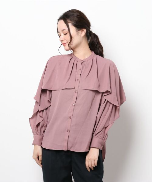 Te chichi（テチチ）の「ケープ風ラッフルブラウス（シャツ/ブラウス・レディース・ライトベージュ/ピンク/グレー・ﾌﾘ-）」の7枚目の写真