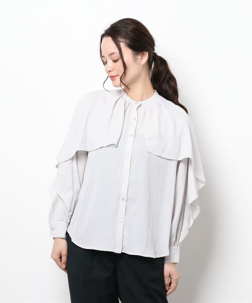 Te chichi（テチチ）の「ケープ風ラッフルブラウス（シャツ/ブラウス・レディース・ライトベージュ/ピンク/グレー・ﾌﾘ-）」の8枚目の写真