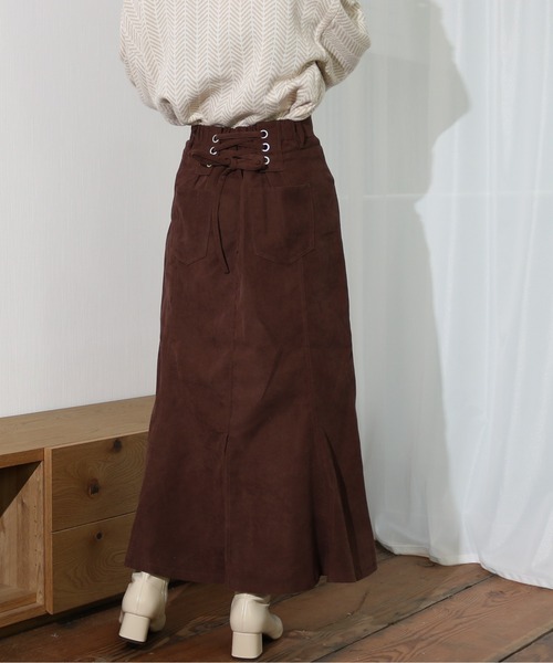 Per sist ence(パーシエンス)の「Per sist ence/パーシエンス 起毛ツイル レースアップフレアスカート(スカート・レディース・ブラック/ベージュ/ブラウン・FREE)」の8枚目の写真