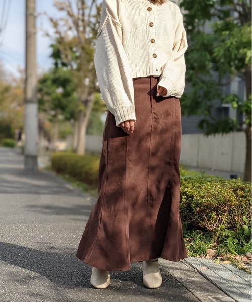 Per sist ence(パーシエンス)の「Per sist ence/パーシエンス 起毛ツイル レースアップフレアスカート(スカート・レディース・ブラック/ベージュ/ブラウン・FREE)」の4枚目の写真