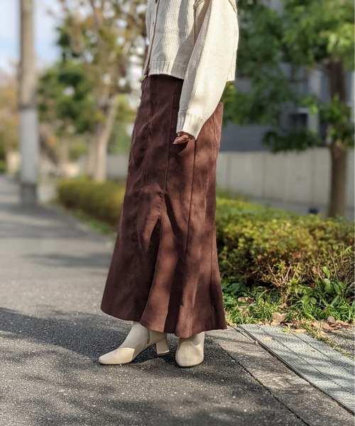 Per sist ence(パーシエンス)の「Per sist ence/パーシエンス 起毛ツイル レースアップフレアスカート(スカート・レディース・ブラック/ベージュ/ブラウン・FREE)」の7枚目の写真