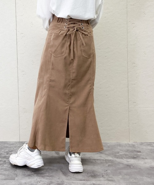 Per sist ence(パーシエンス)の「Per sist ence/パーシエンス 起毛ツイル レースアップフレアスカート(スカート・レディース・ブラック/ベージュ/ブラウン・FREE)」の13枚目の写真