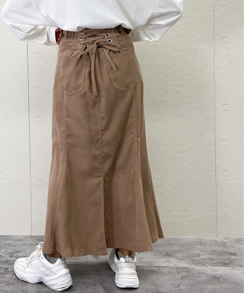 Per sist ence(パーシエンス)の「Per sist ence/パーシエンス 起毛ツイル レースアップフレアスカート(スカート・レディース・ブラック/ベージュ/ブラウン・FREE)」の14枚目の写真