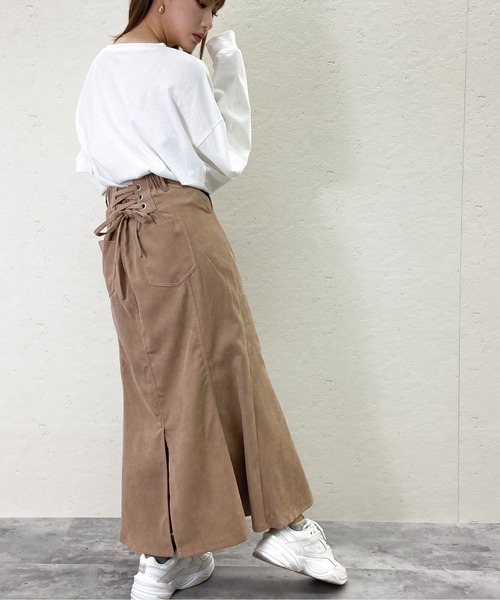 Per sist ence(パーシエンス)の「Per sist ence/パーシエンス 起毛ツイル レースアップフレアスカート(スカート・レディース・ブラック/ベージュ/ブラウン・FREE)」の15枚目の写真