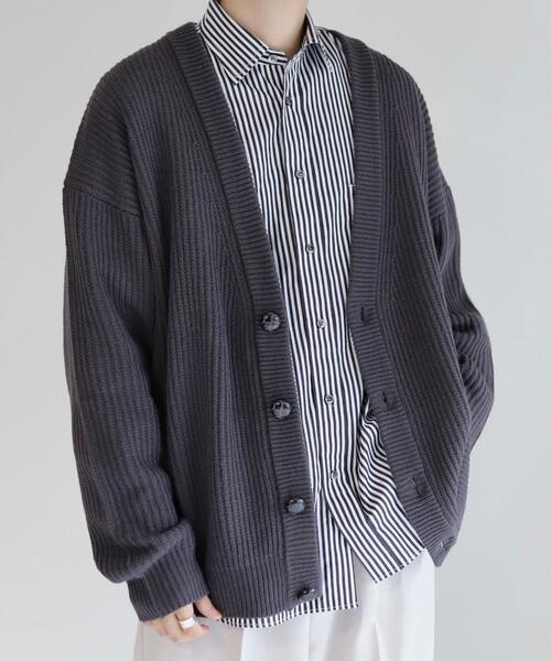 coen by Mr.SZK（コーエンバイミスタースズキ）の「ドロップショルダールーズカーディガン【coen × Mr.SZK】（カーディガン/ボレロ・メンズ・ベージュ/オレンジ/グレー・SMALL/MEDIUM/LARGE/X-LARGE）」の20枚目の写真