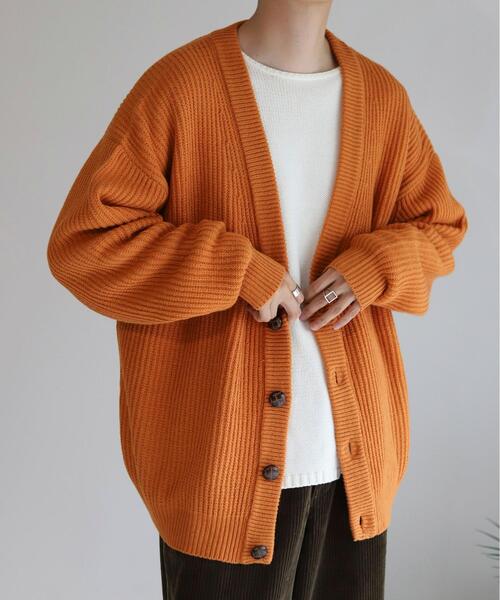 coen by Mr.SZK（コーエンバイミスタースズキ）の「ドロップショルダールーズカーディガン【coen × Mr.SZK】（カーディガン/ボレロ・メンズ・ベージュ/オレンジ/グレー・SMALL/MEDIUM/LARGE/X-LARGE）」の6枚目の写真
